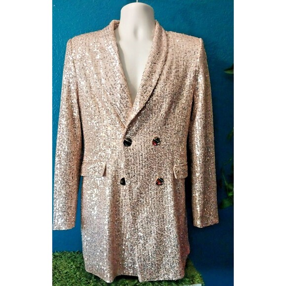 Vintage Judith March Sequin Jacket Blazer Champagne Size Large Womens - Picture 1 of 10